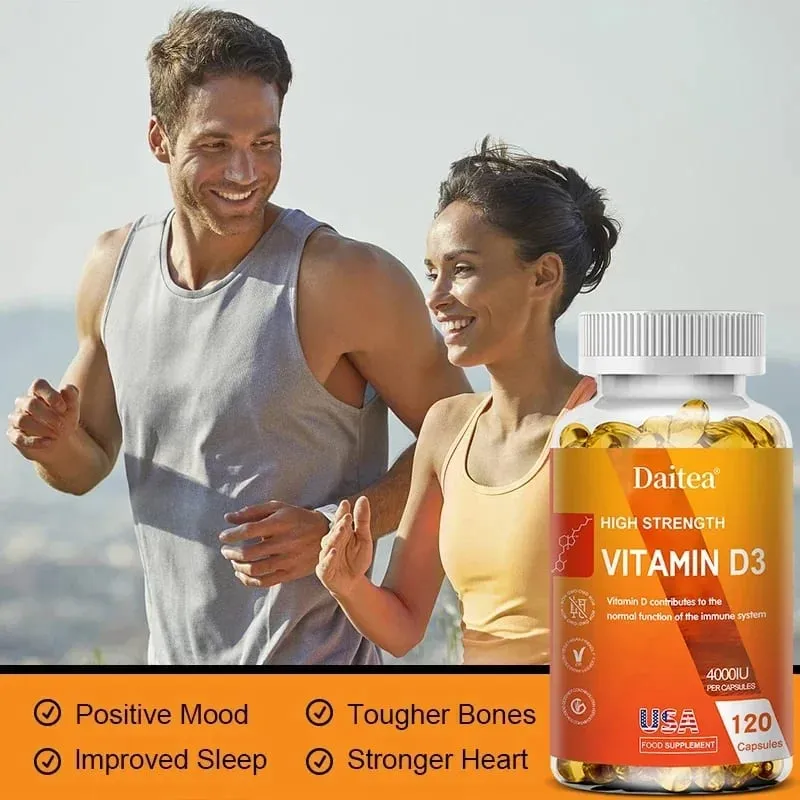 Vitamin D3 Capsules 4000IU Provide Immune Bone Support Promote Calcium Absorption Promotes Muscle Health Nervous System