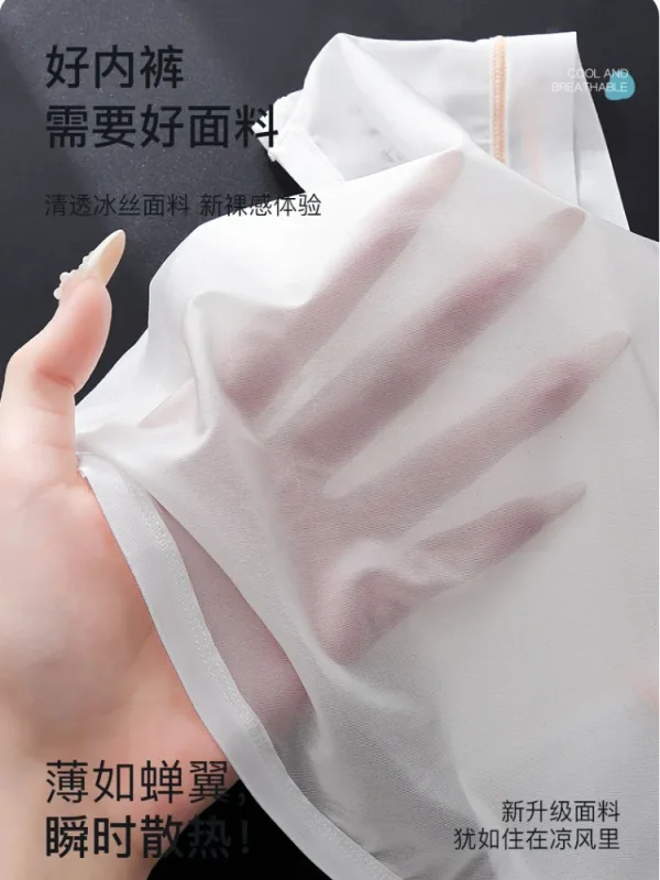 Women Panties for Men Ice Silk Seamless Brief Sexy Mesh Splicing Transparent Underwear Youth Breathable U Convex Pouch Underpant — image 2