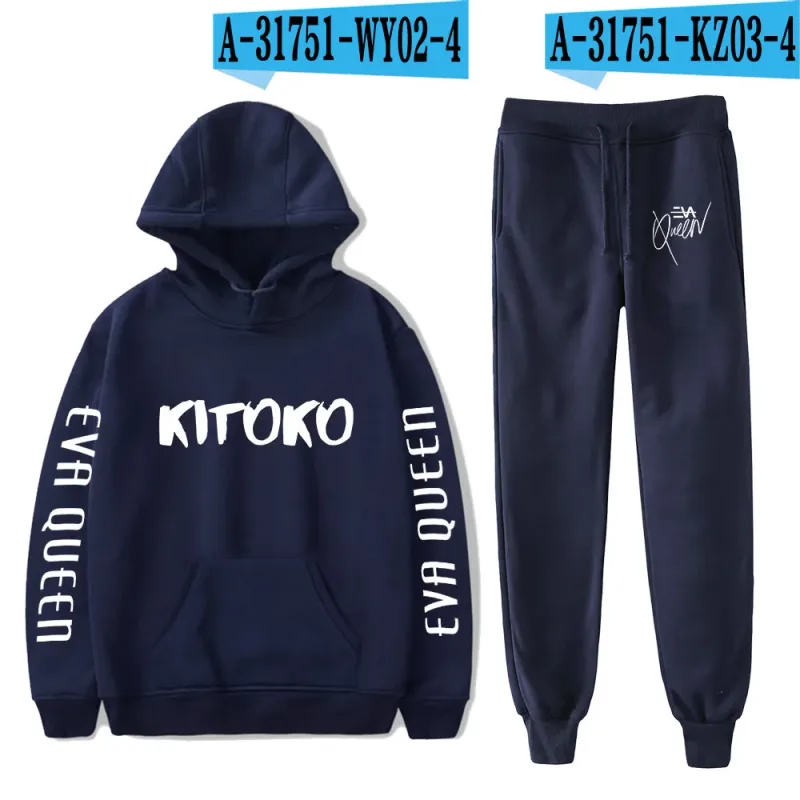 Hip hop confortável eva rainha impressão moletom moletom terno hoodies + calças terno meninos/meninas 2 peça conjunto roupas — image 36