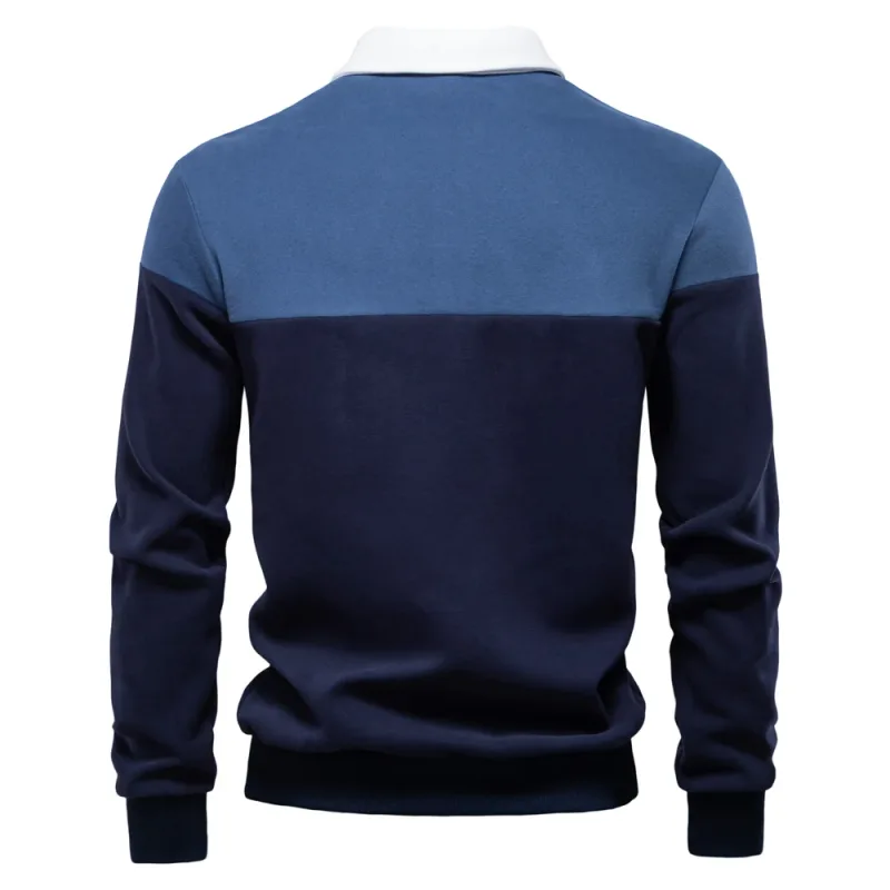 Nova primavera masculina com capuz de mistura de algodão em bloco colorido para negócios estilo casual moletom de manga comprida — image 17