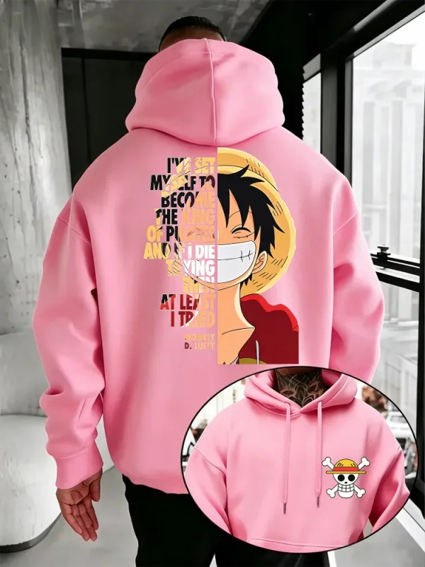One Piece Anime Hoodie Monkey D Luffy Quote Print Streetwear Unisex Herr Dam Oversized Casual Sweatshirts Långärmade — image 3