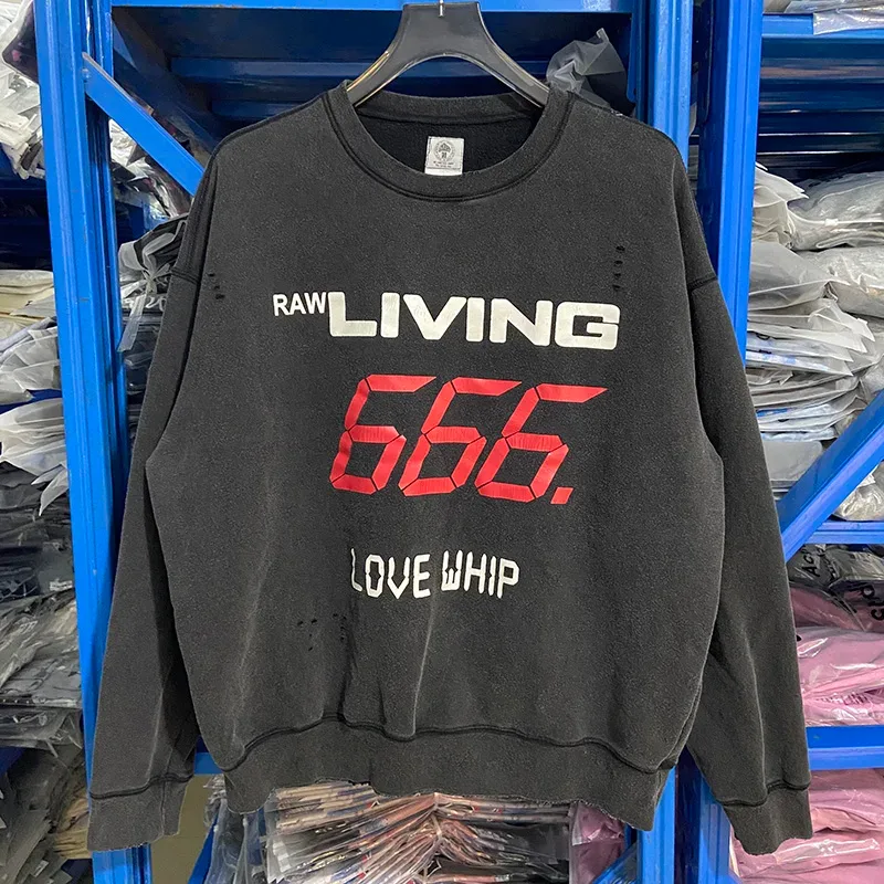 Autumn Winter Classic Overlapping Logo Print Saint Sweatshirts Men Women Couple Colorful Letters Graffiti Washed Black Pullovers — image 15