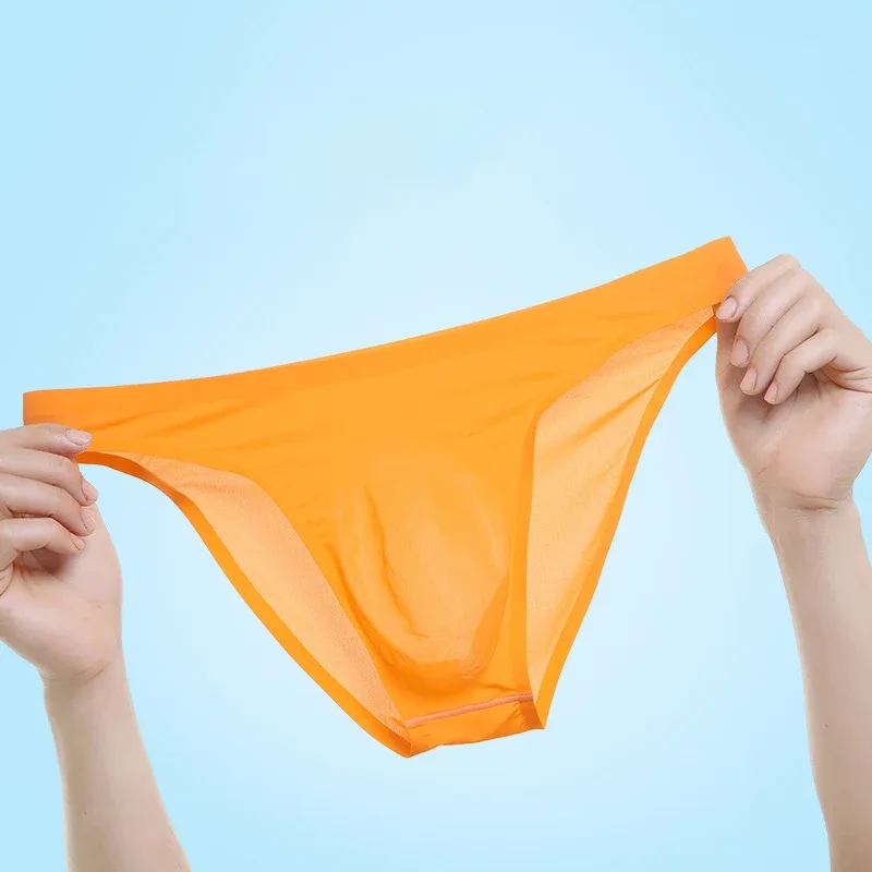 Herr Ice Silk Seamless Ultra-Tunn Underkläder Transparent Snabbtork Sexiga Pouch Trosor Man Seamless Andningsbara Trosor Kalsonger — image 23