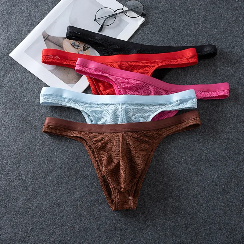 Men Thongs Briefs Jacquard Sheer Men's Underwear Sexy Accessories Hot Low Rise Pouch Very Hot Lingerie Breathable Underpants — image 7