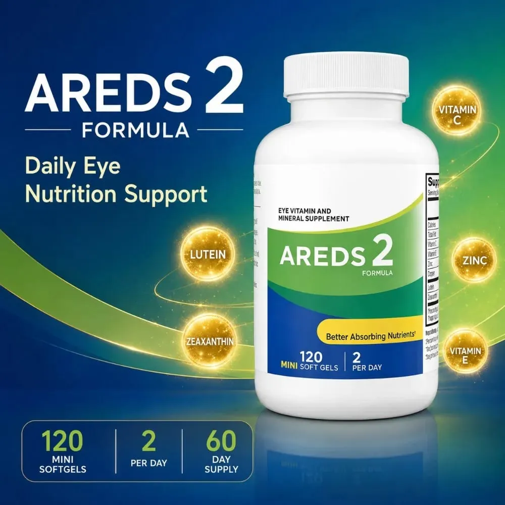 2 Formula Eye Vitamin Supplement with Lutein Zeaxanthin Vitamin C E Zinc & Copper 120 Mini Softgels for Vision Health — image 2