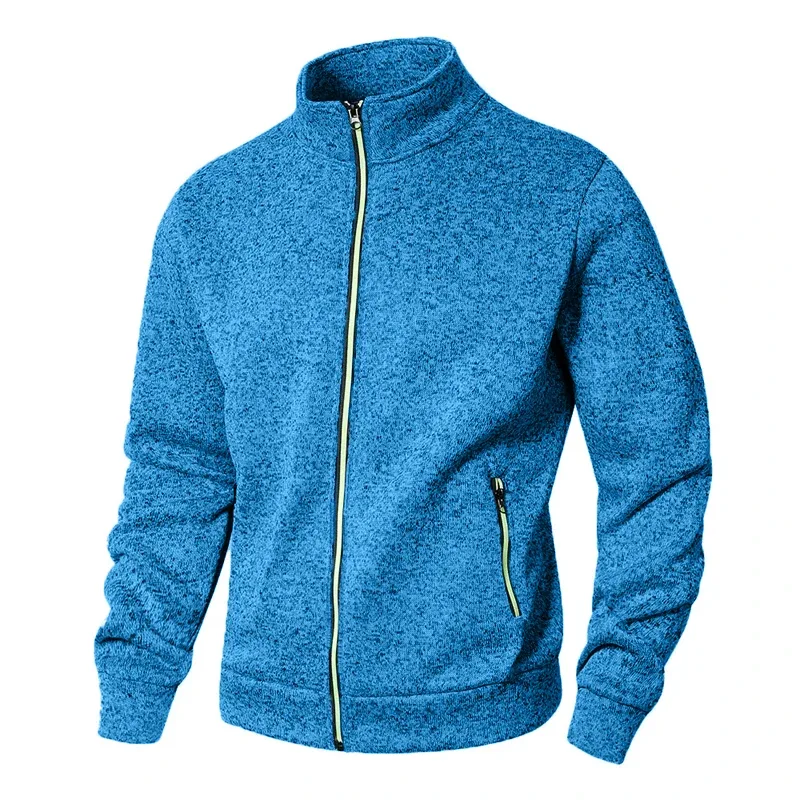 Panlalaking Stand Collar sweatshirt kaswal na zipper Cardigan Jacket sa labas ng Long Sleeve Solid Color Pullover Magaang Streetwear — image 9