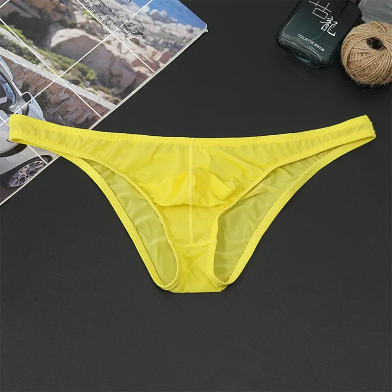 Mens Sexy Low-Waist Briefs Shorts See Through Pouch Underwear Ice Silk Underpant Bikinis Ultra Thin Panties Solid Comf Lingerie — image 9
