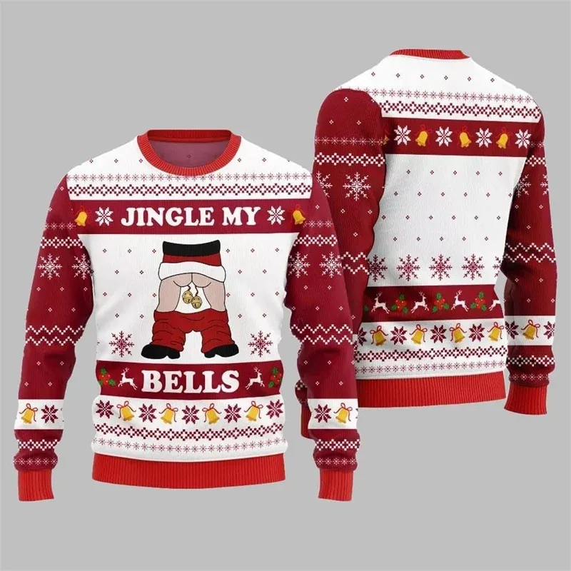 Jingle My Bells Suéter Feio de Natal para Homens Cerveja Festa Impressão Papai Noel Pulôver Moletom Boneco de Neve Alpaca Padrão Suéter — image 4