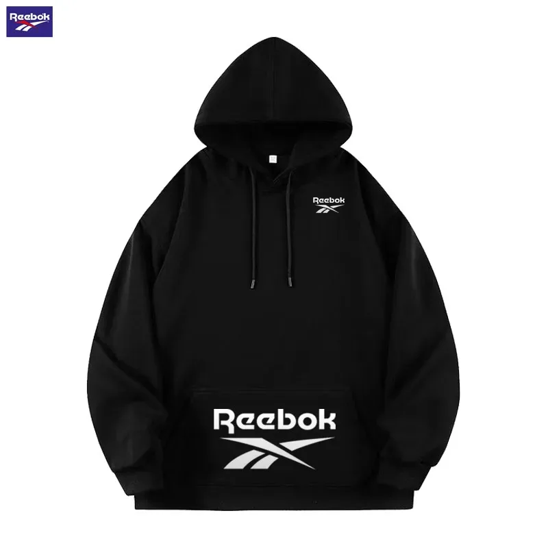 Reebok Logo Men's and Women's Casual Hooded Sweatshirt - Solid Hooded T-shirt - Street Style Casual Sweatshirt - Various Loose S — image 1