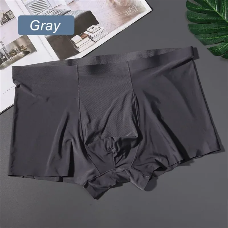 3 pçs de alta qualidade roupa interior masculina de seda gelo verão fino respirável sem costura calcinha sexy masculino plus size — image 7