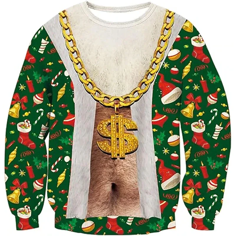 Natal feio camisola engraçado impressão 3d padrão muscular camisolas para homens nova moda pulôver festa cosplay traje presente de natal — image 4