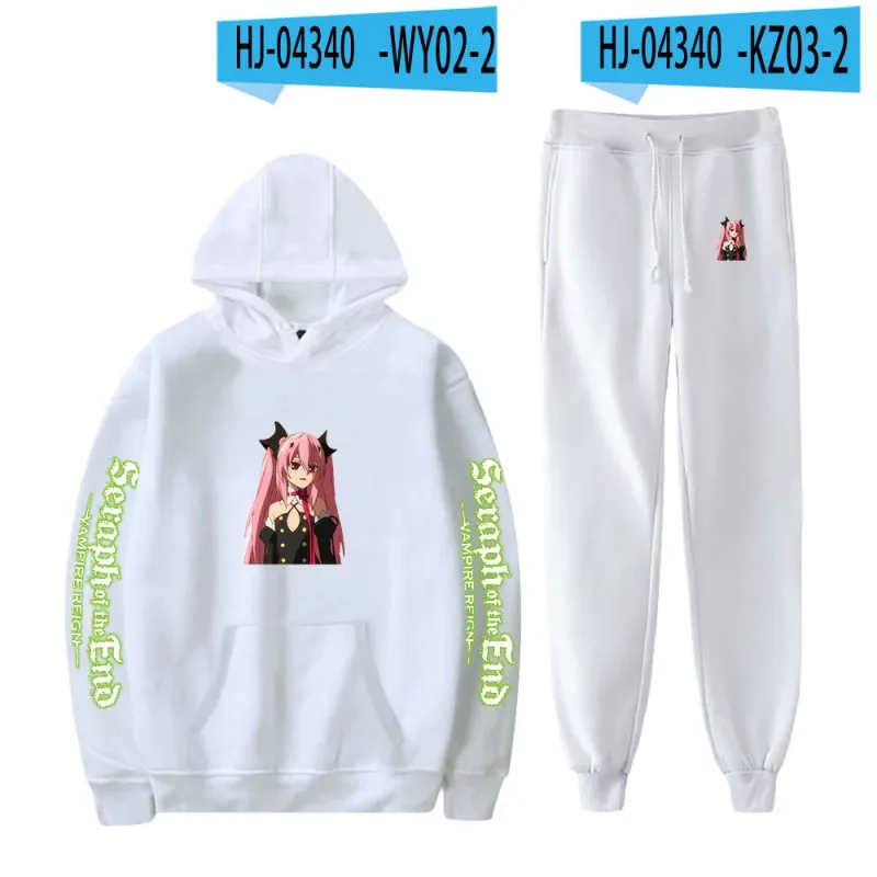 Harajuku Comfortable Seraph of the End Print Sweatshirt Sweatpants Suit Hoodies+ Pantalon Suit Boys/Girls 2 Piece Set na Damit