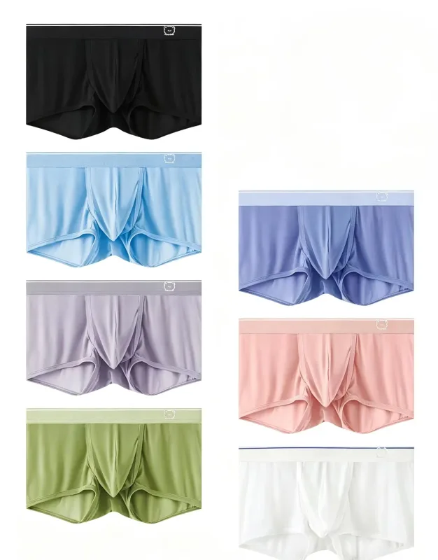 Men Ice Silk Boxer Underwear, Thin Mesh Breathable Quick Dry Underpants, Elastic Waist Comfort Summer Underwear, Random 1 Pcs — image 1