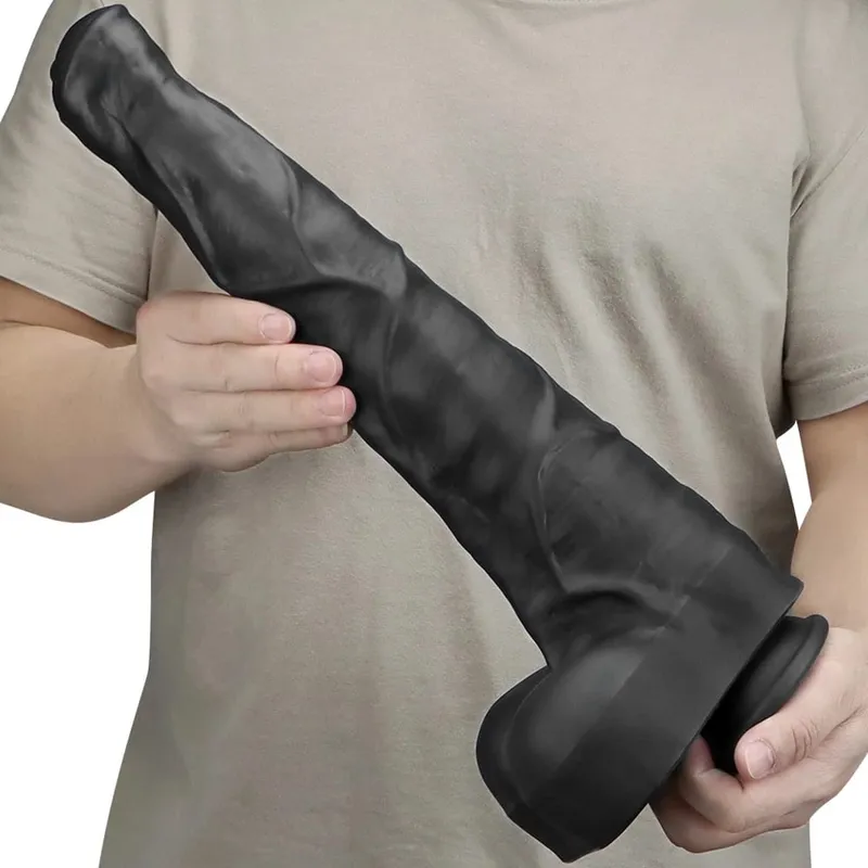 Szuper nagy lóműpés, 38,5 cm, tapadókoronggal, puha bőr, hatalmas pénisz, vastag fallosz anális dugó, női szexjátékok — image 2