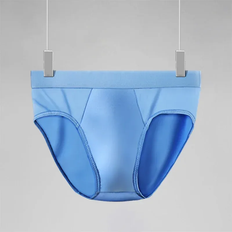 1pc Men's ice - silk underwear. Thin - style for summer, with U - convex briefs. solid - colored shorts — image 12