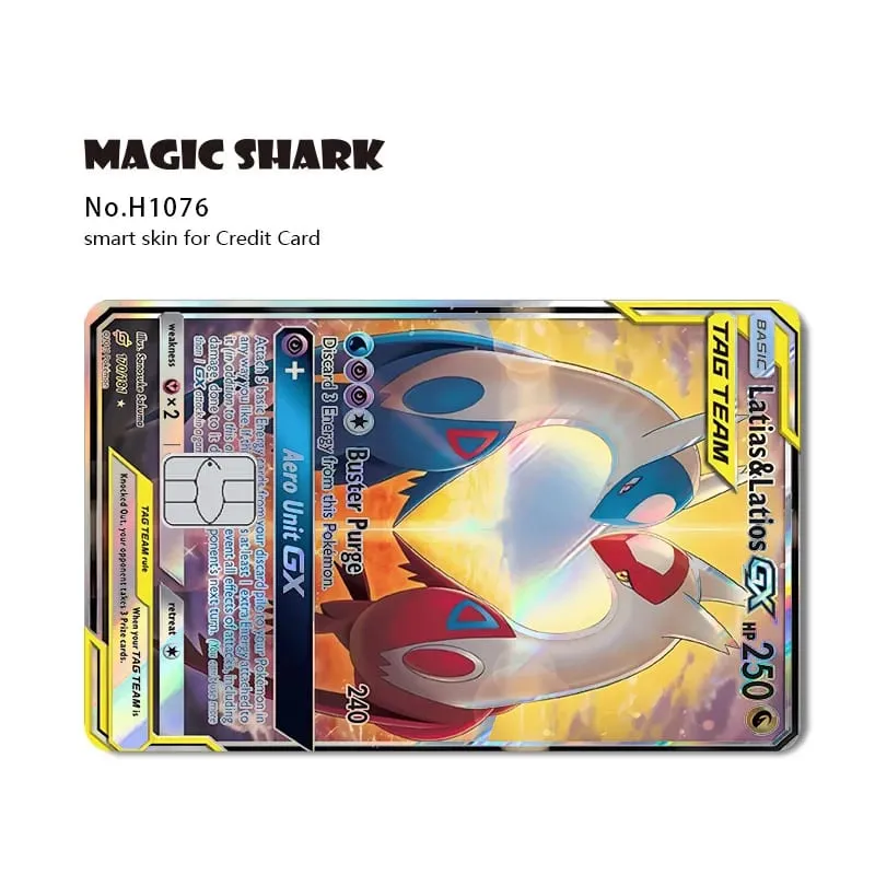 Magic Shark Mew Charizard EX Eevee Gengar Pikachu TCG כרטיס הולוגרפי לייזר מדבקה לסרטי עור לכרטיס אשראי בנקאי — image 14