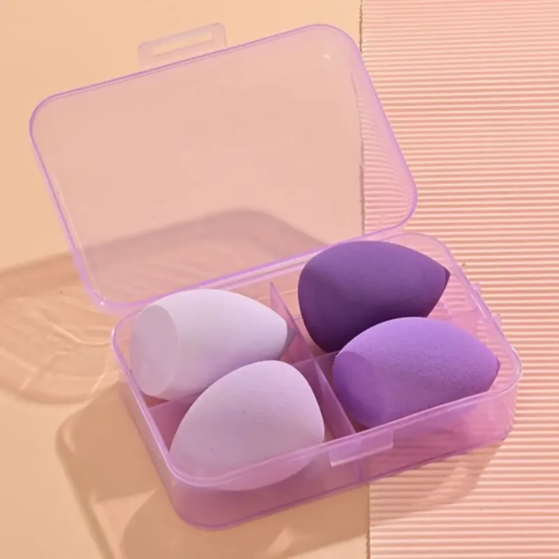 4Pcs Beauty Pro Foundation Cosmetic Puff Set Dry Wet Usable Makeup Tool Magic Brushes With Box Sponge Powder Makeup