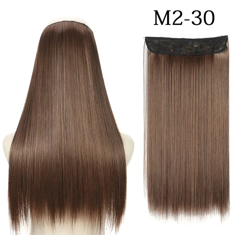 Συνθετικά Long Straight No Clip Invisible Line Hair Extensions 40 55 80cm Φυσικό Καστανό Ξανθό Fake Hairpiece για Γυναικεία — image 28