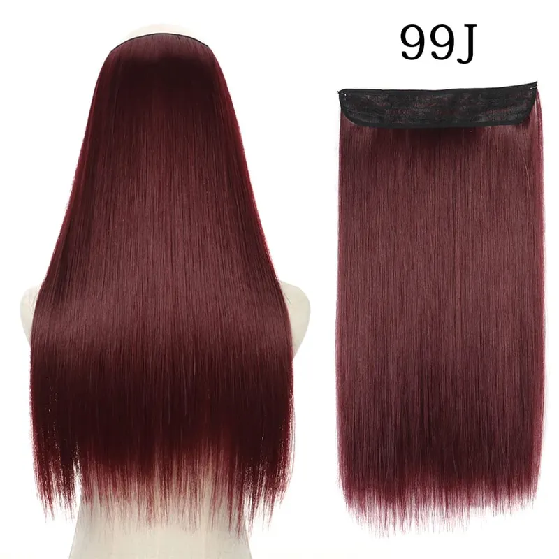 Συνθετικά Long Straight No Clip Invisible Line Hair Extensions 40 55 80cm Φυσικό Καστανό Ξανθό Fake Hairpiece για Γυναικεία — image 26