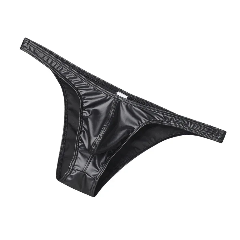 Panlalaking Faux Leather Bikini Briefs Underpants U Pouch Sexy Slips para sa Mga Lalaki De-kalidad na Lingerie Cuecas Calzoncillos Panlalaking Panty