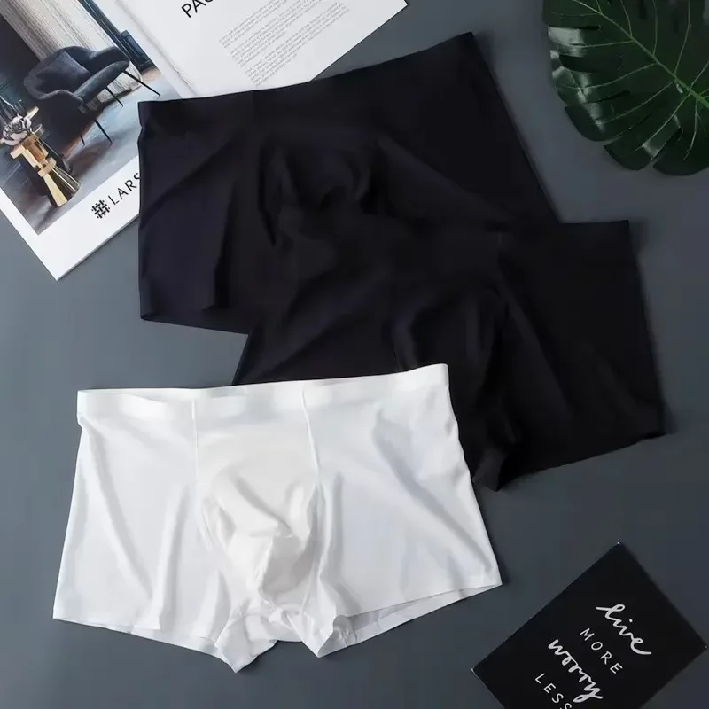 3 pçs de alta qualidade roupa interior masculina de seda gelo verão fino respirável sem costura calcinha sexy masculino plus size — image 19