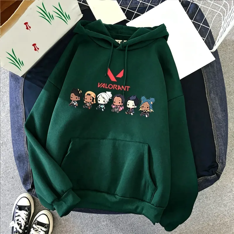 Valorant anime 2d impressão moletom de algodão masculino casual oversized pulôver popular streetwear moda moletom tendência roupas masculinas