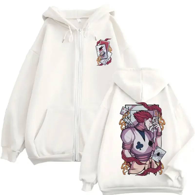 Anime Hunter X Hunter Zipper Hoodie Phantom Troupe Hisoka Graphic Jacket Coat Men Women Casual Vintage Oversized Zip Up Hoodies