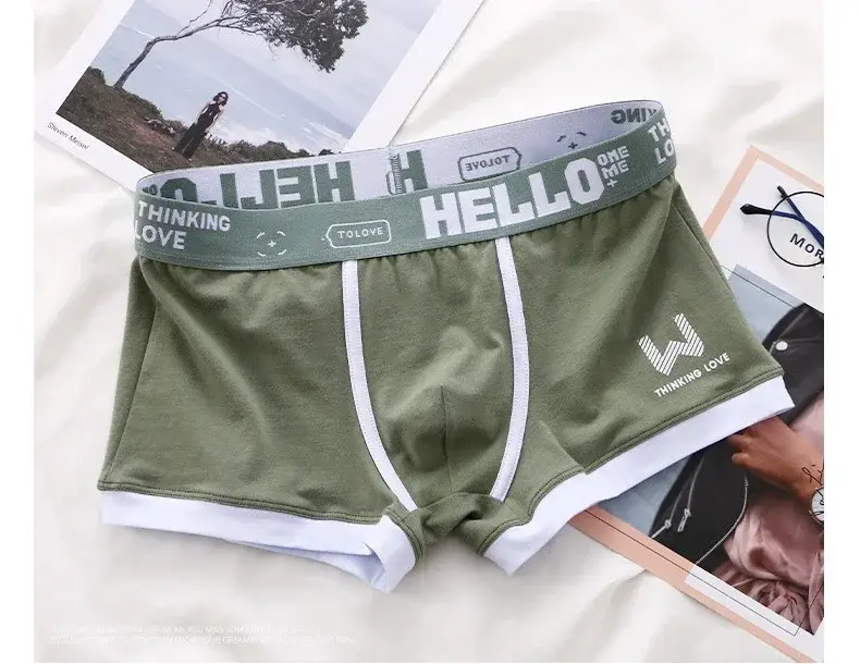 1st män boxershorts i bomull Trosor Underkläder3 färger L XL 2XL 3XL Mjukt brevbälte Andas Mjukt Mode Sport