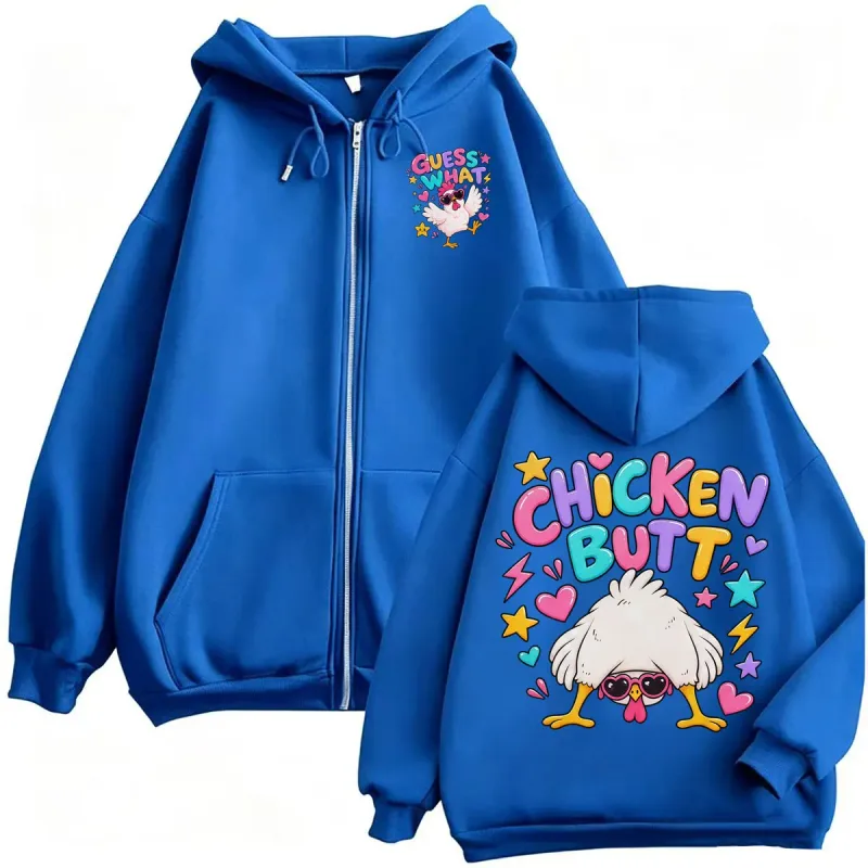 Guess What Chicken Butt Funny Cute Zip Up Hoodies Men Women Harajuku Cartoon SweatshirtS Jacket Coats High Quality Zipper Hoodie — image 6