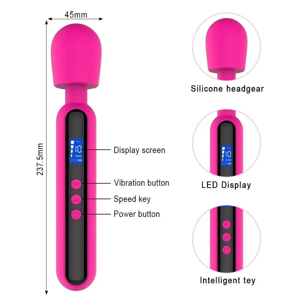 Erőteljes Magic Wand AV-vibrátor nőknek G Spot csiklóstimulátor LED kijelzővel Izommasszírozó Maszturbátor Felnőtt szexjáték — image 3