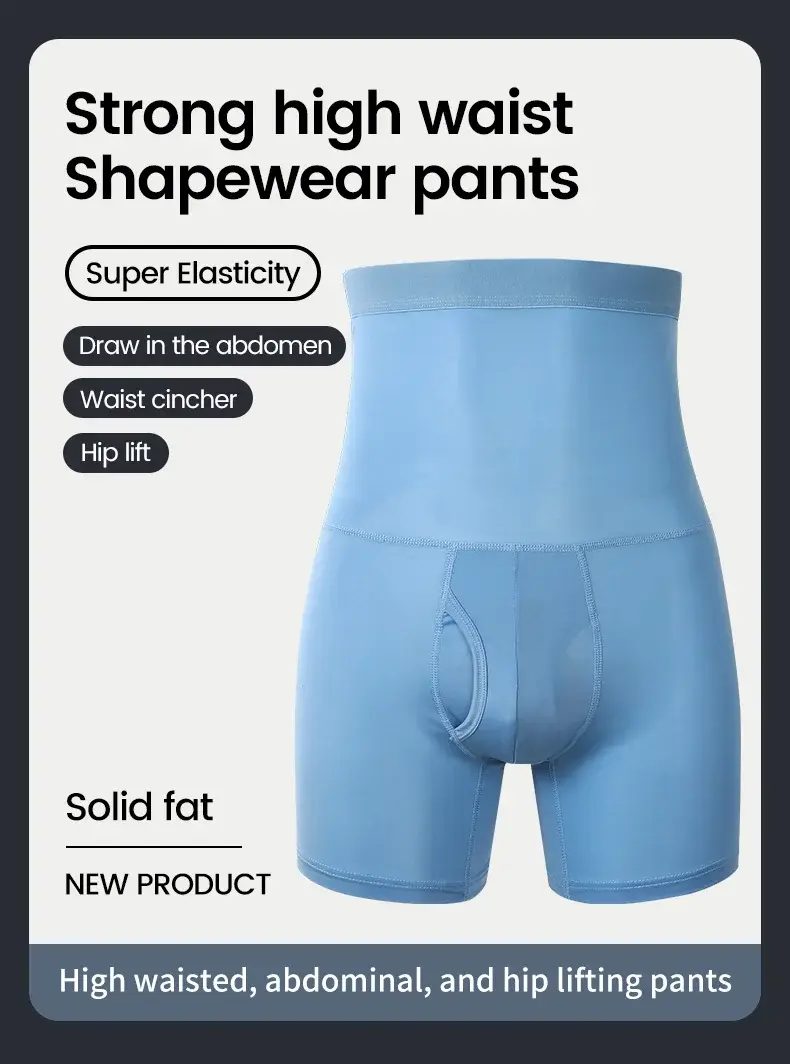 3PCS Men's sports underwear: high-waisted, belt-cinching, lengthened, anti-leg chafing, waist-protecting, flat-angle shorts — image 15
