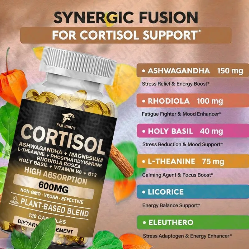 Kortizol-kiegészítő Szent bazsalikom | Ashwagandha | Rhodiola | L-Theanine növényi alapú hormonegyensúly – hangulatfókusz és alvástámogatás — image 6