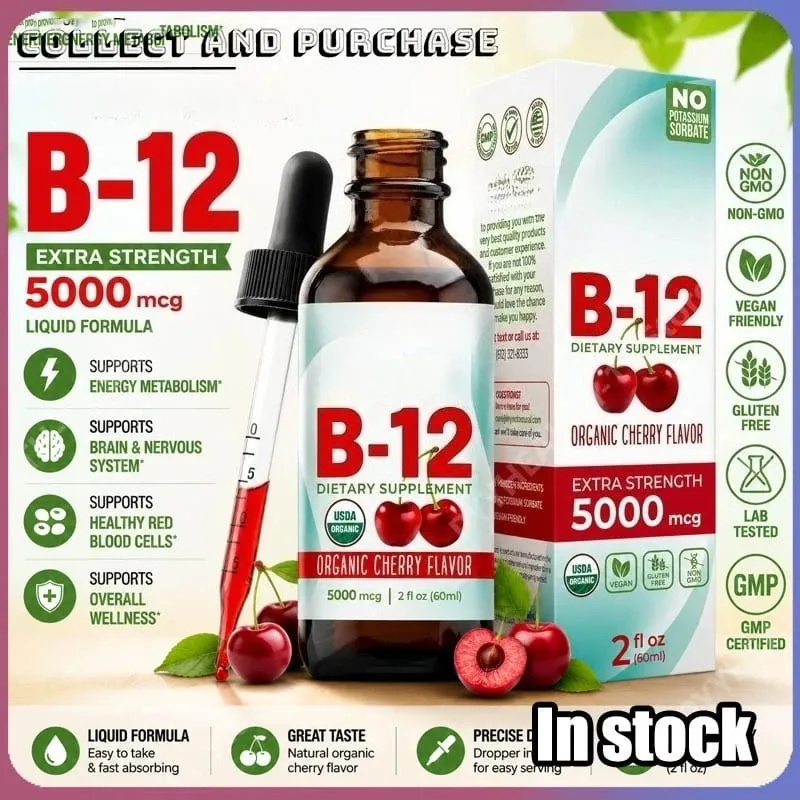 Vitamin B12 Drops 5000mcg Methylcobalamin B12 Liquid Sublingual Supplement Vegan Sugar Free Daily Daily Nutritional Support 60ml — image 2