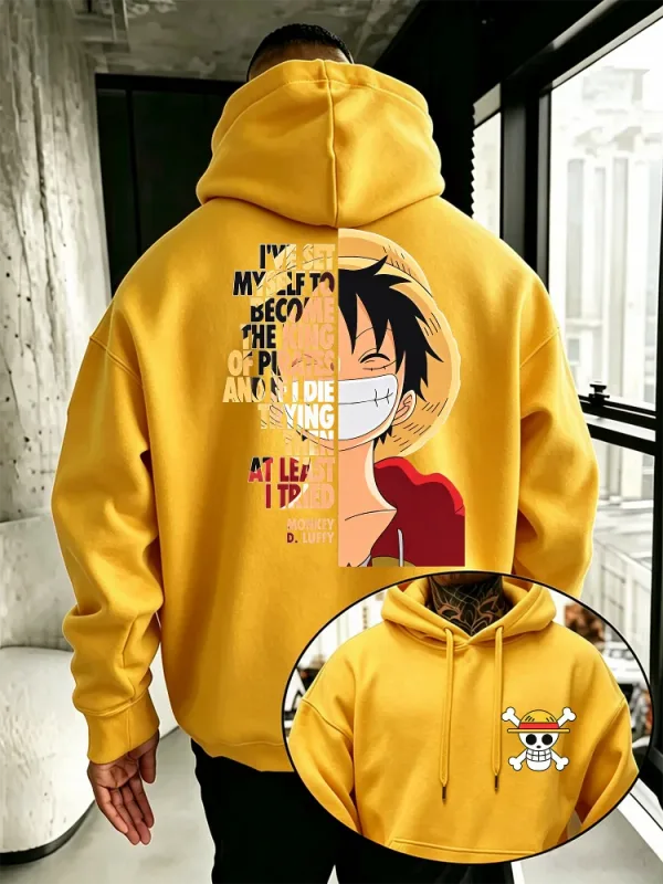 One Piece Anime Hoodie Monkey D Luffy Quote Print Streetwear Unisex Herr Dam Oversized Casual Sweatshirts Långärmade — image 8