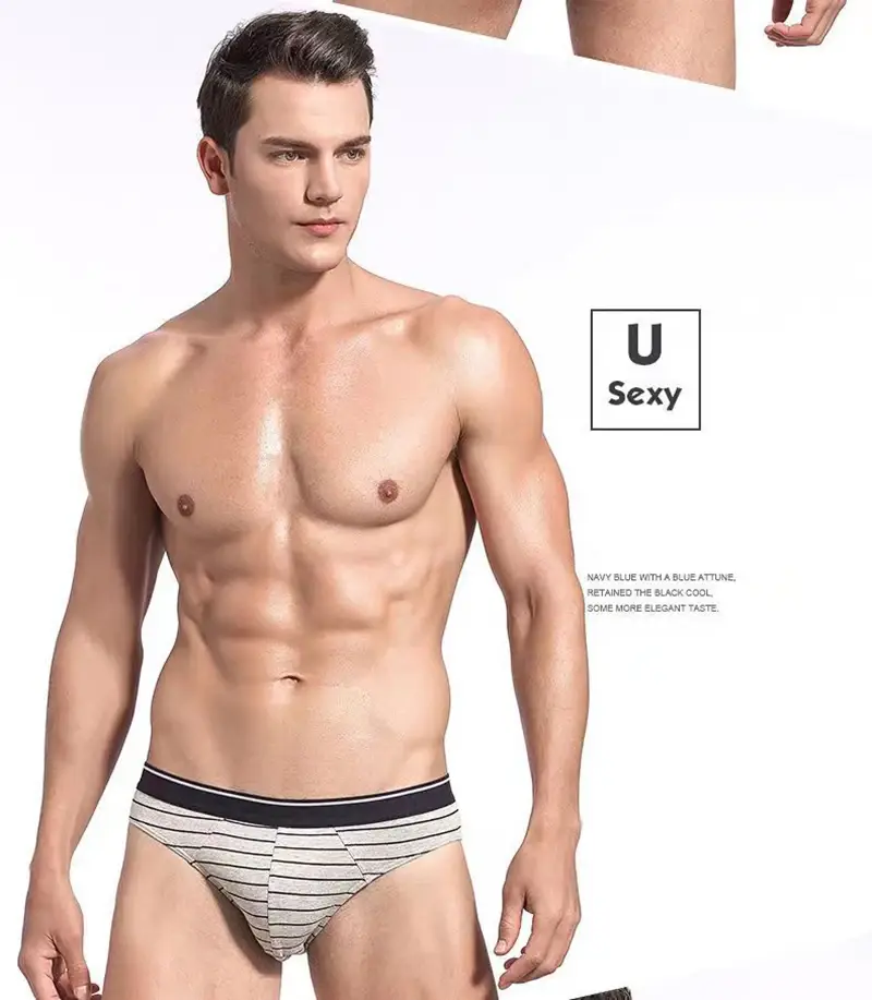 4 pçs/lote cuecas masculinas lingerie sexy calcinha masculina de algodão respirável cueca listrado calcinha lotes por atacado — image 7
