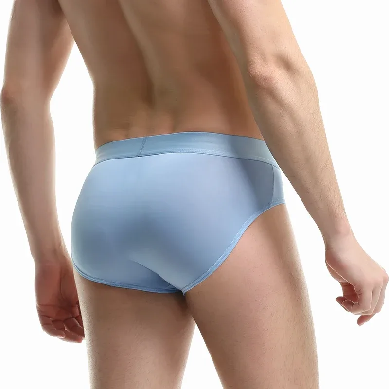 1pc Men's ice - silk underwear. Thin - style for summer, with U - convex briefs. solid - colored shorts — image 2