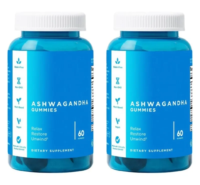 3 csomagos gumicukor készlet: Ashwagandha a stresszoldáshoz, bélegészségügyi probiotikumok + ACV Detox vegán gluténmentes kiegészítő 60 Ct egyenként
