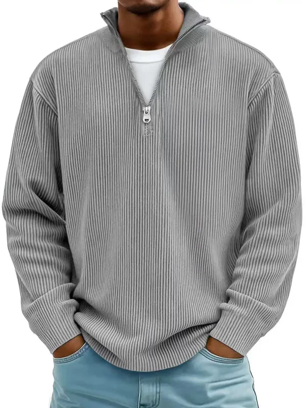 Outono inverno masculino gola zip-up moletom solto manga longa casual diário ao ar livre moda na moda casacos masculinos