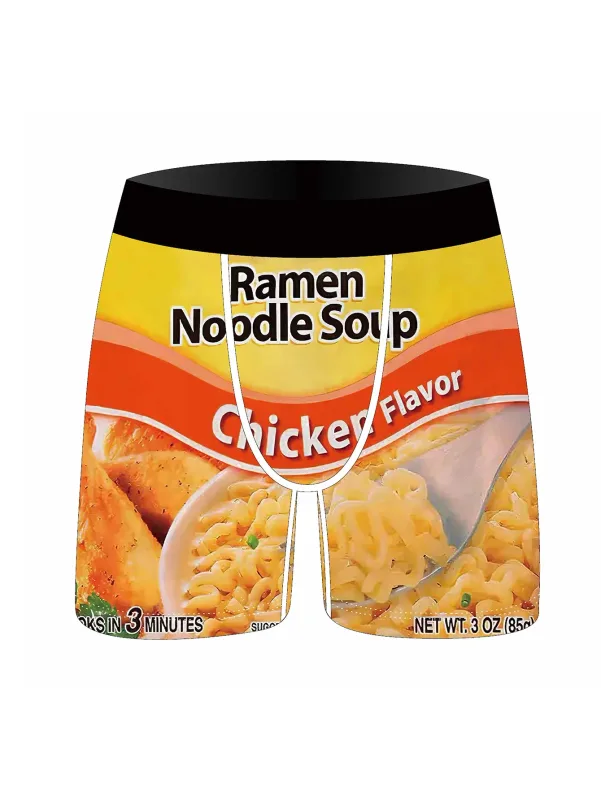 3 db Random Snack Rajzfilm mintás Férfi Alsónadrág Ice Silk Cool Gyorsan száradó és lélegző férfi fehérnemű