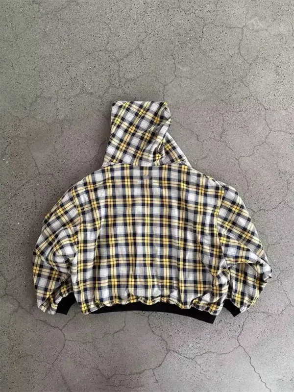 Winter Casual Plaid Print Hoodie Women's Warm Zip-Up Double-Sided Wear Sweatshirt Female Fashion Trendy Loose Hooded — image 9