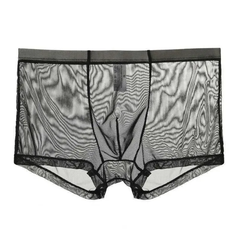 Genomskinliga boxershorts för män genomskinlig manliga kalsonger Sexiga Mesh Låg midja Is Silke Tunn Kylning Herr Trosor Herr Underkläder — image 5