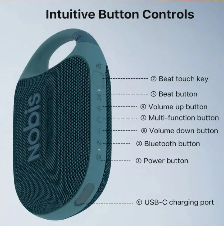 Portable Bluetooth Speaker with App Clip N1 Speaker Beat Mode Up to 24H Playtime IP68 Waterproof BT 5.3 HD Sound Stereo Pairing Custom EQ Perfect for Outdoor Home and Adventure — image 7