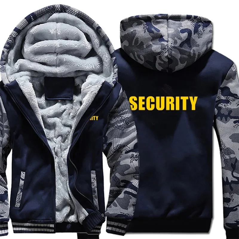 Security Hoodies Men Cool Winter Thicken Wool Liner Security Professional Work Clothes Sweatshirts Pullover Jacket