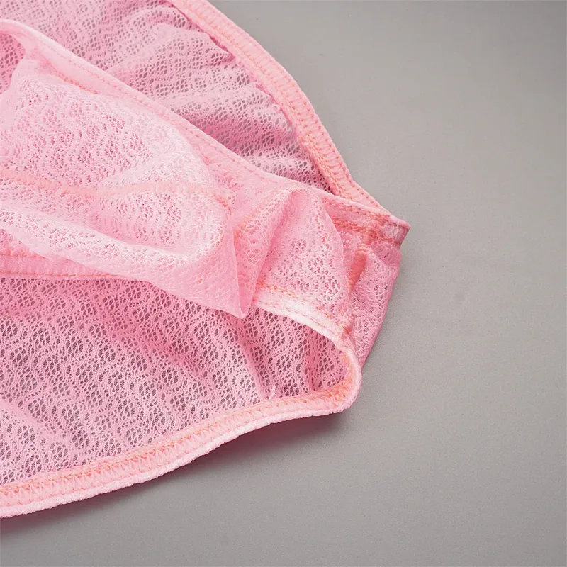 Ultra Thin Strap Mesh Nylon Briefs for Men Bulge Pouch Low Rise Breathable Male Underwear Sexy Plus Size Panties S-XL