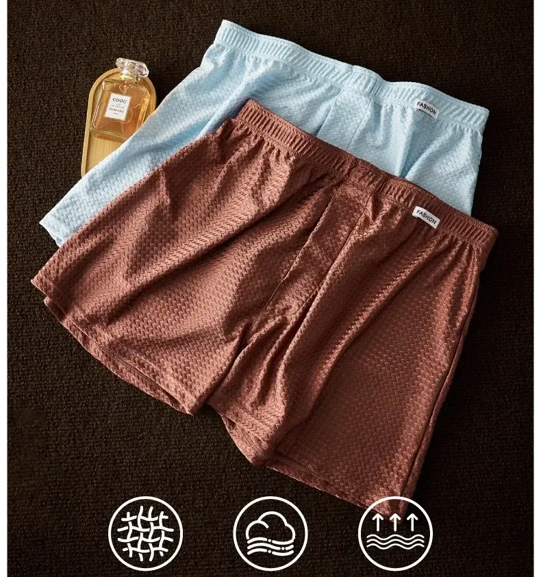 2 pacote masculino boxers de seda gelo mid-rise solto ajuste verão legal na moda brilho roupa interior pijamas masculinos — image 7