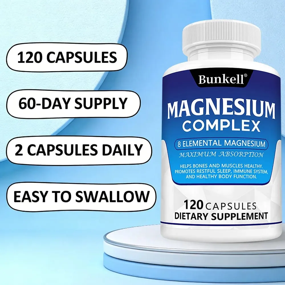Magnesium Complex 120 kapszula – Csontizmok és szív egészségének kiegészítője, alvástámogató izomlazítás, stressz és szorongás enyhítése — image 6