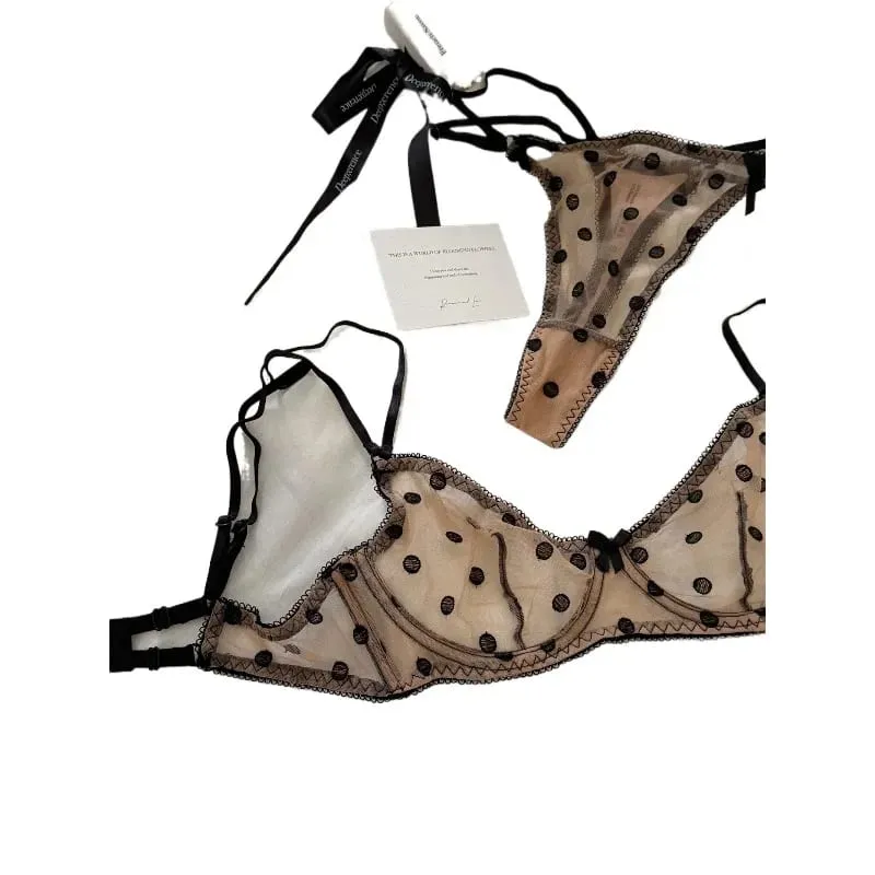 Γυναικείο Bralette με διχτυωτό πλέγμα Γαλλικού στυλ με βυθισμένο λαιμό Υπερελαφρύ υποστηρικτικό Full Cup No Wire καθημερινό Σετ σουτιέν BANERDANNI 32-38 AB