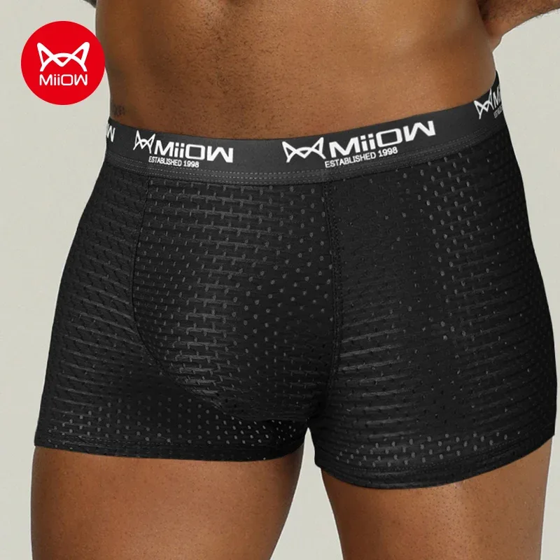Miiow sexy men boxer shorts roupa interior malha respirável de seda gelo calcinha masculina lingerie cuecas boxershorts plus size L-4XL 2022