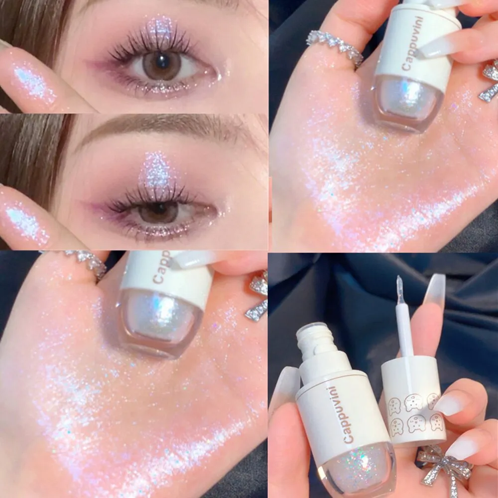 Cappuvini Liquid Eyeshadow High-Gloss Shiny Mermaid Pearl Tears Brightening Glitter Highlighter Quick Drying Eyeliner — image 5