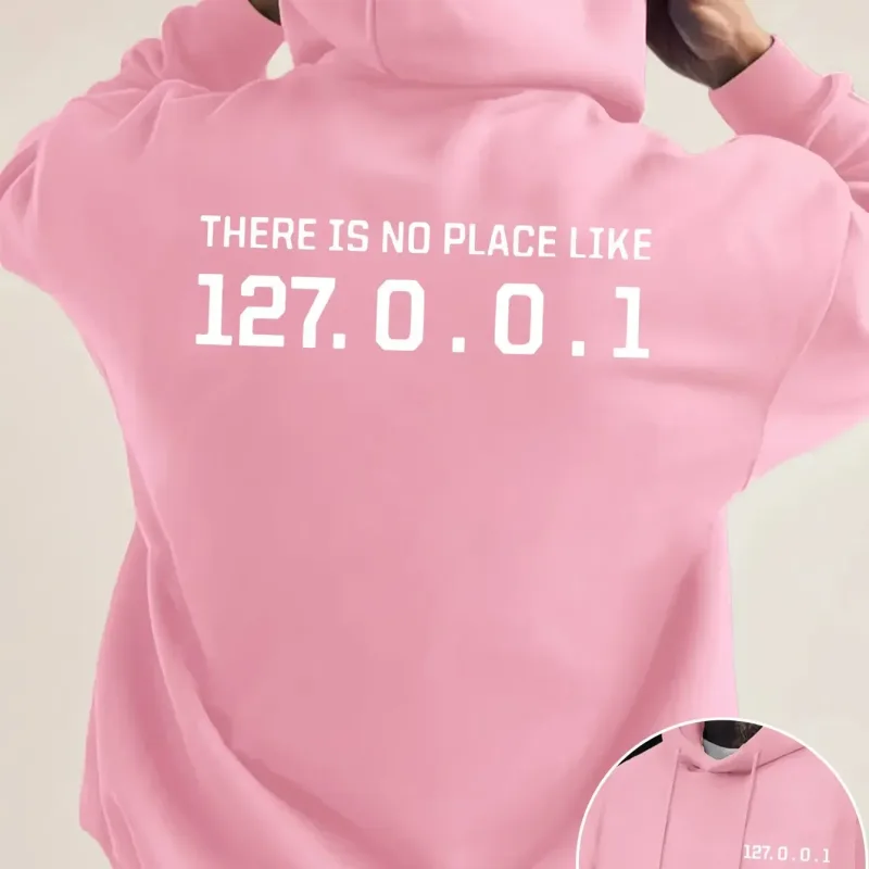 Programmer Geek 127.0.0.1 Hoodies gráficos de texto para homens com estampa dupla face macia de lã solta com capuz — image 4